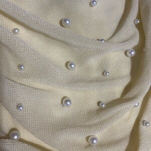 SHEIN XS, Cream, Pearl Decor, Bodycon Dress